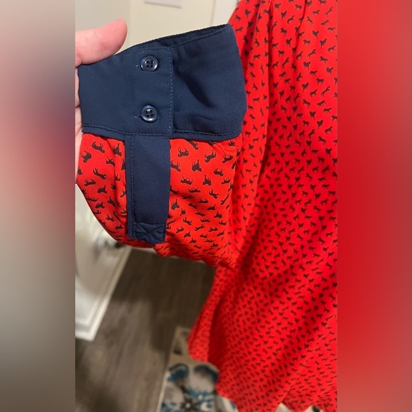 Free People Women's Sz Medium Top Blouse Red Blue Horse Equestrian Theme Boho - Picture 7 of 13